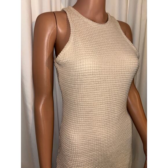 Mebius Beige Textured Sleeveless Dress Size Small - Picture 2 of 6